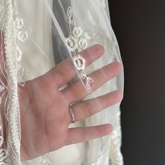 (Sold) American Eagle Outfitters Elegant Cream Lace Cardigan L-XL - Picture 4 of 9